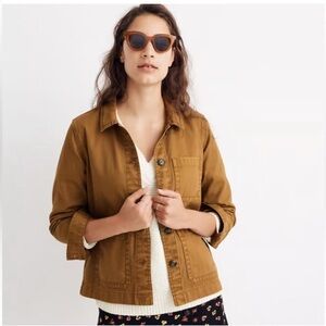 Madewell Tan Utility Jacket with Relaxed Fit and Pointed Collar